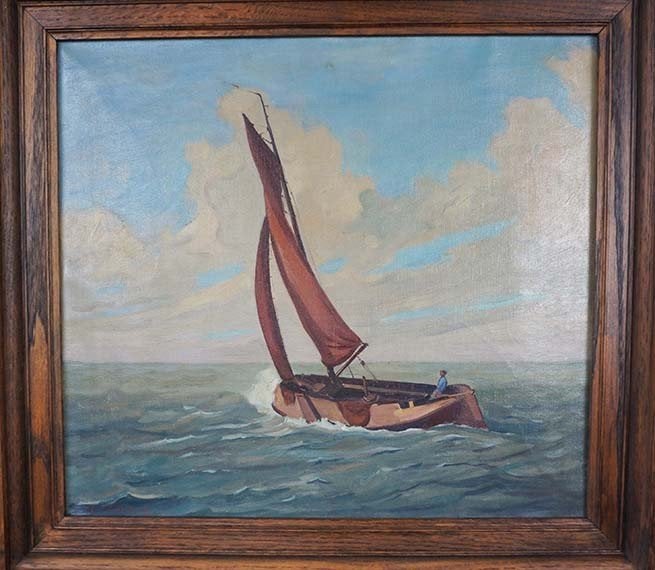 Schilderij Zeilboot, Maritiem / water, Doek, Ophalen of Verzenden, Olieverf