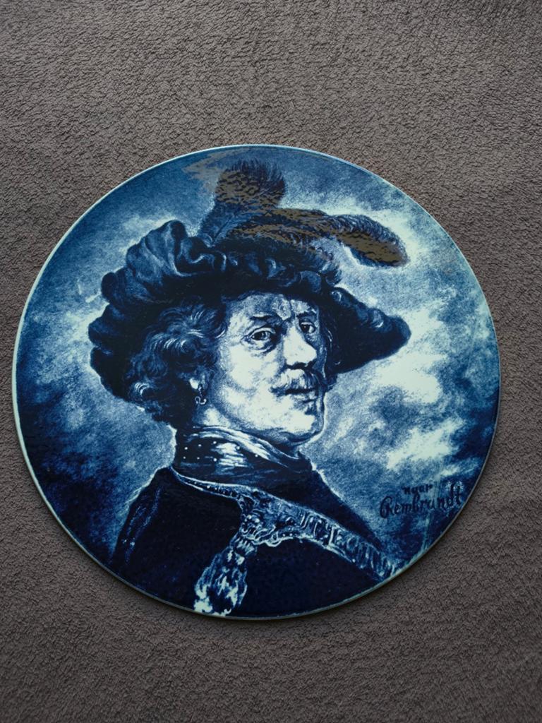 Wandbord vintage Boch Delfts Blauw naar Rembrandt., Antiek en Kunst, Ophalen of Verzenden