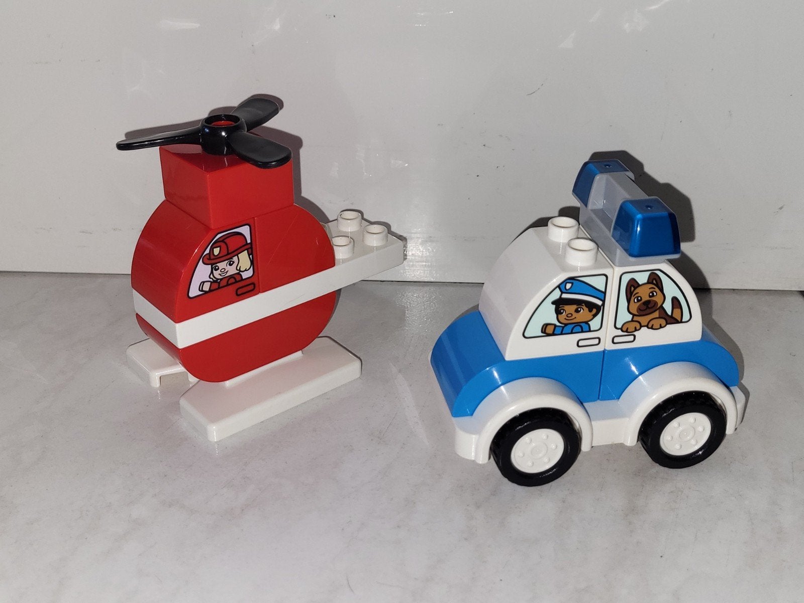 Duplp brandweer helikopter en politie auto, Gebruikt, Ophalen of Verzenden, Duplo, Duplo