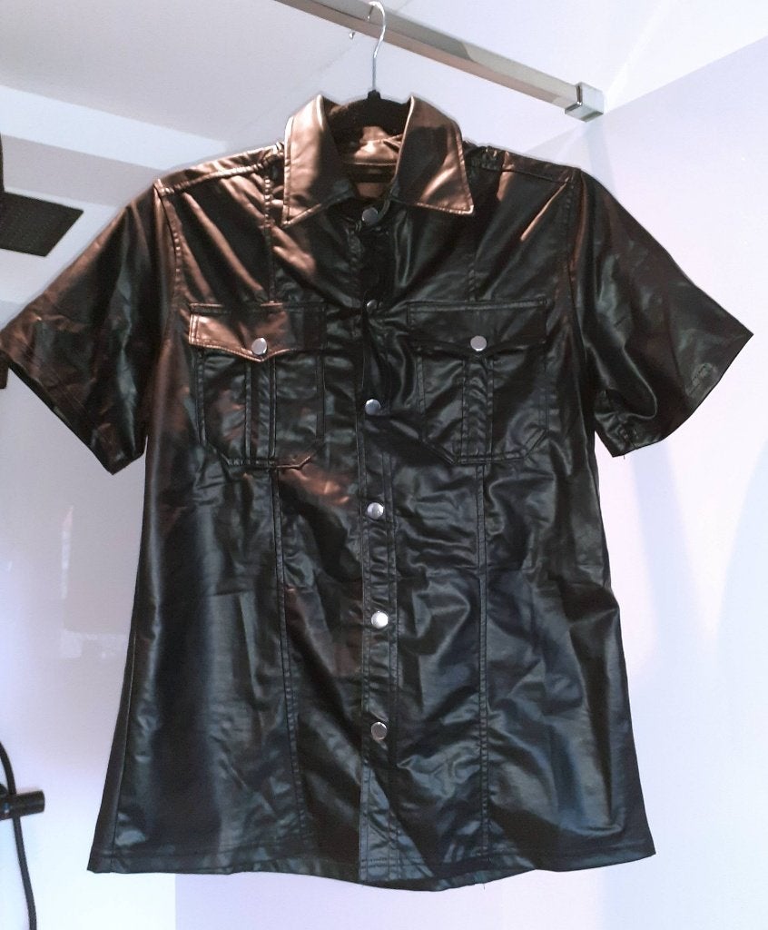 Hemd Heren zwart wetlook S, Ophalen of Verzenden, Nieuw, Zwart, Halswijdte 38 (S) of kleiner
