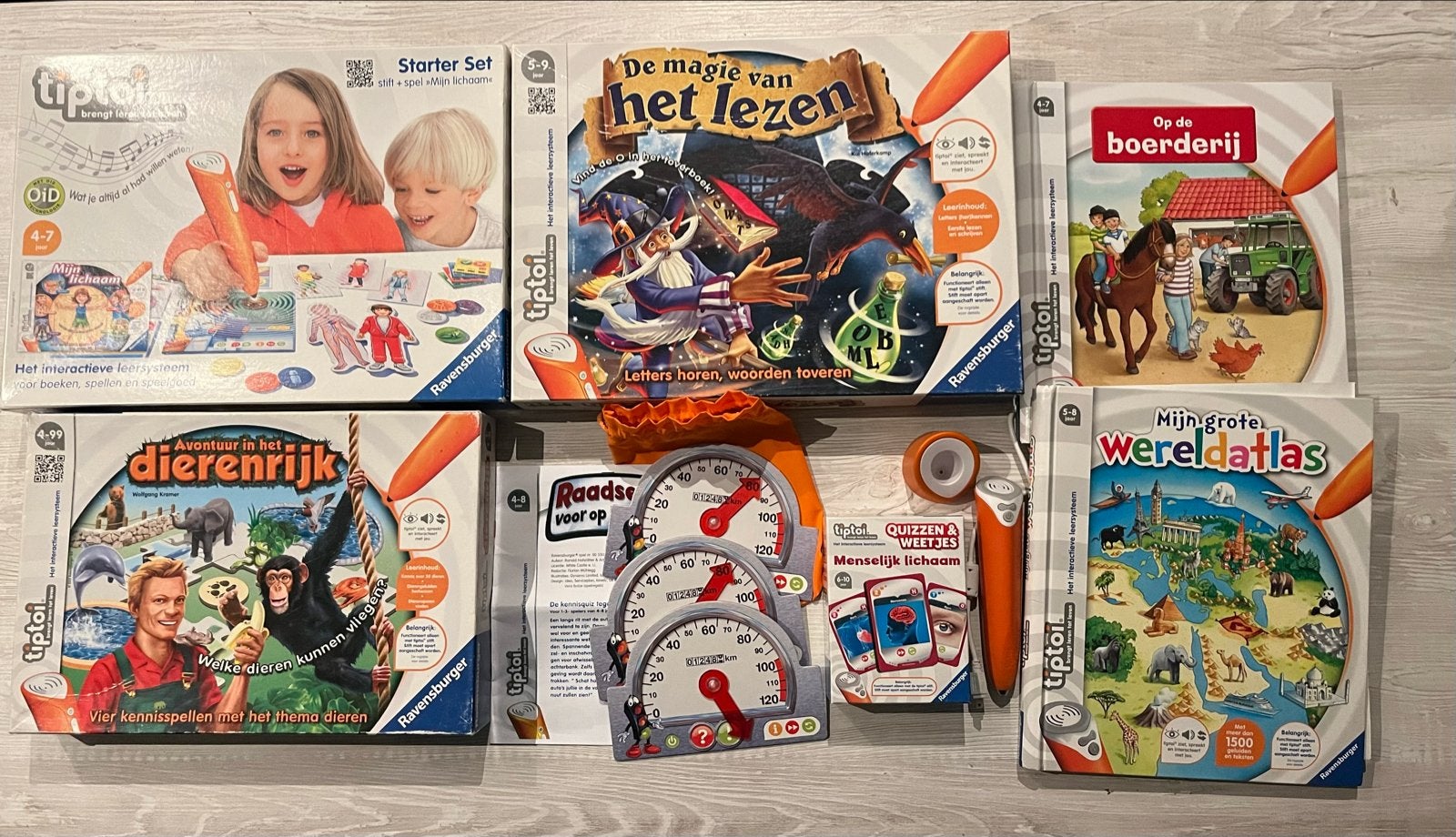 Tiptoi Starter Set + boeken spellen dierenrijk lichaam, Ophalen of Verzenden, Zo goed als nieuw, Taal en Lezen
