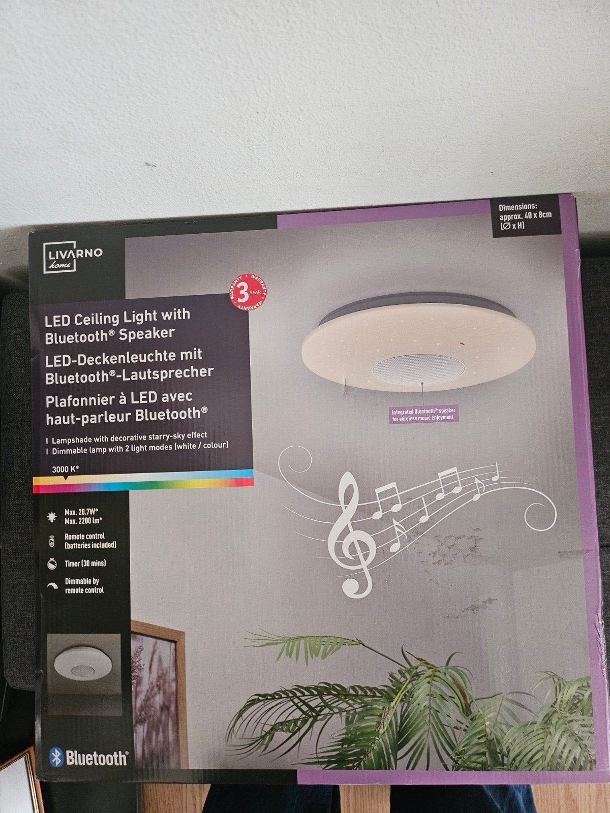 LIVARNO Home LED Plafondlamp met Bluetooth Speaker - Nieuw, Ophalen, Nieuw