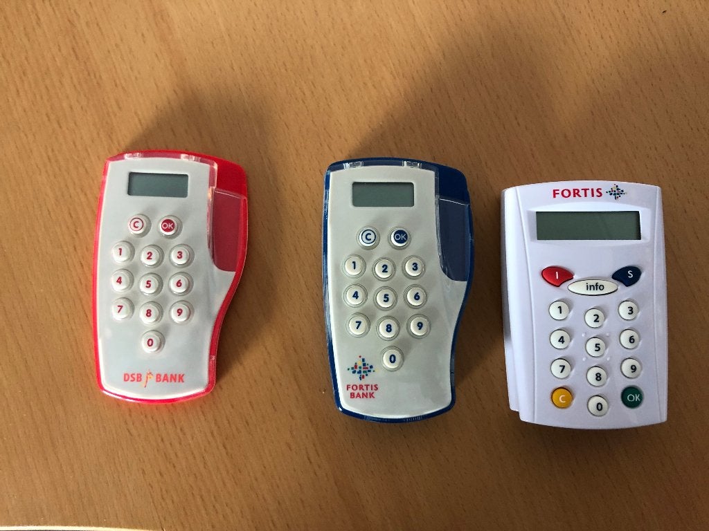 Vijf bankpas kaartlezers, Fortis en DSB voor de verzamelaar., Ophalen of Verzenden, Zo goed als nieuw, Gebruiksvoorwerp