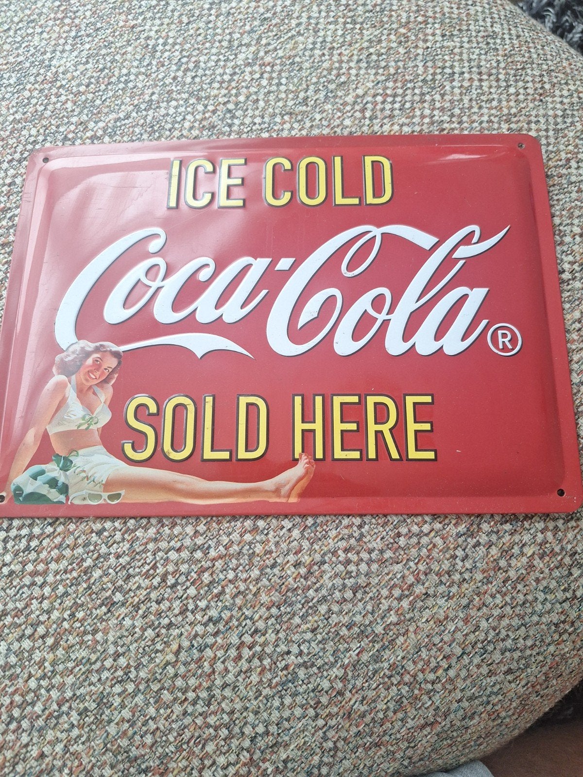 Vintage Coca-Cola reclamebord - Ice Cold Sold Here, Antiek en Kunst, Antiek | Emaille, Ophalen of Verzenden