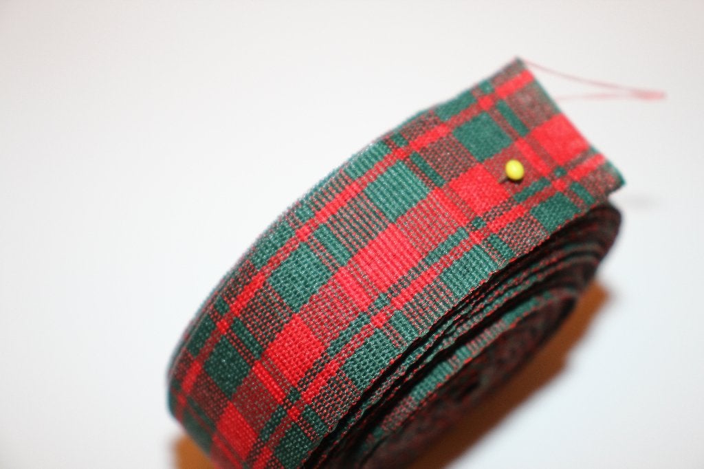 geweven band - rood groen geruit - 25mm #3628, Ophalen of Verzenden, Nieuw, Lint, Band of Elastiek