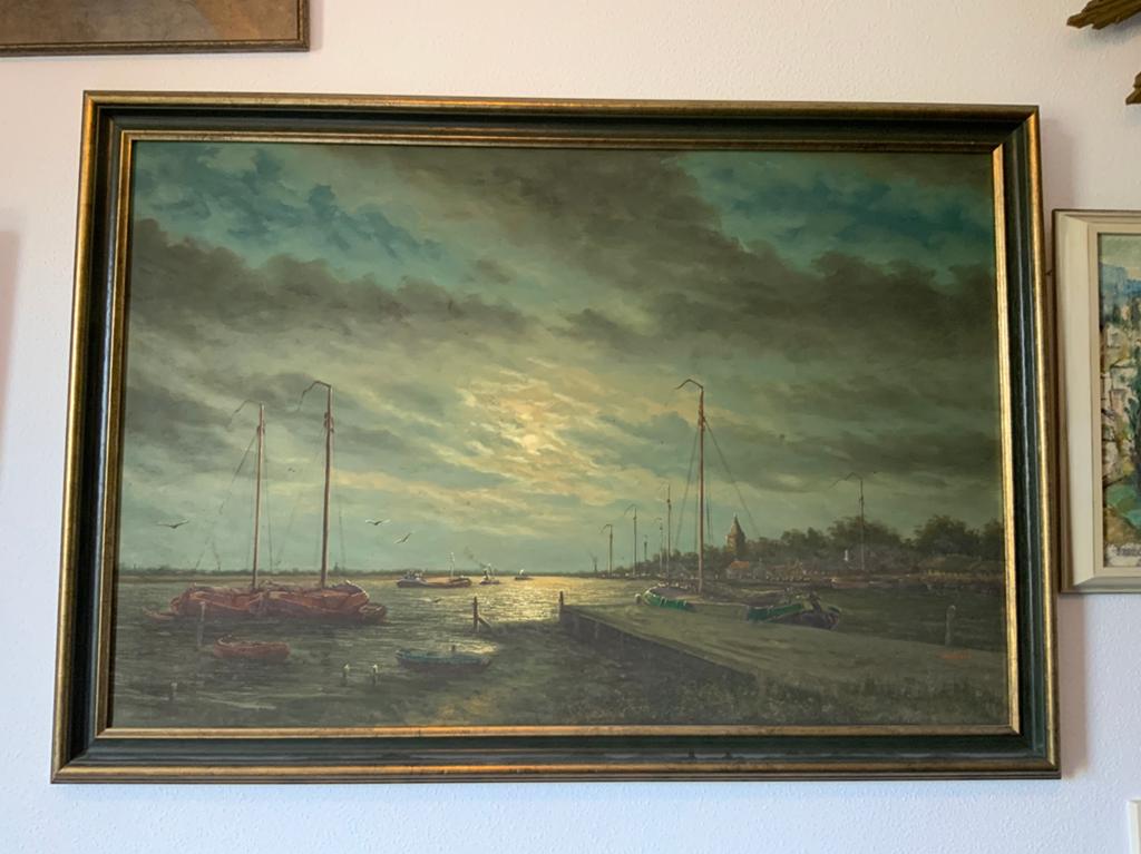 Groot Olieverf Schilderij H.J. Wijngaard / Wijnbrand 100/70, Ophalen