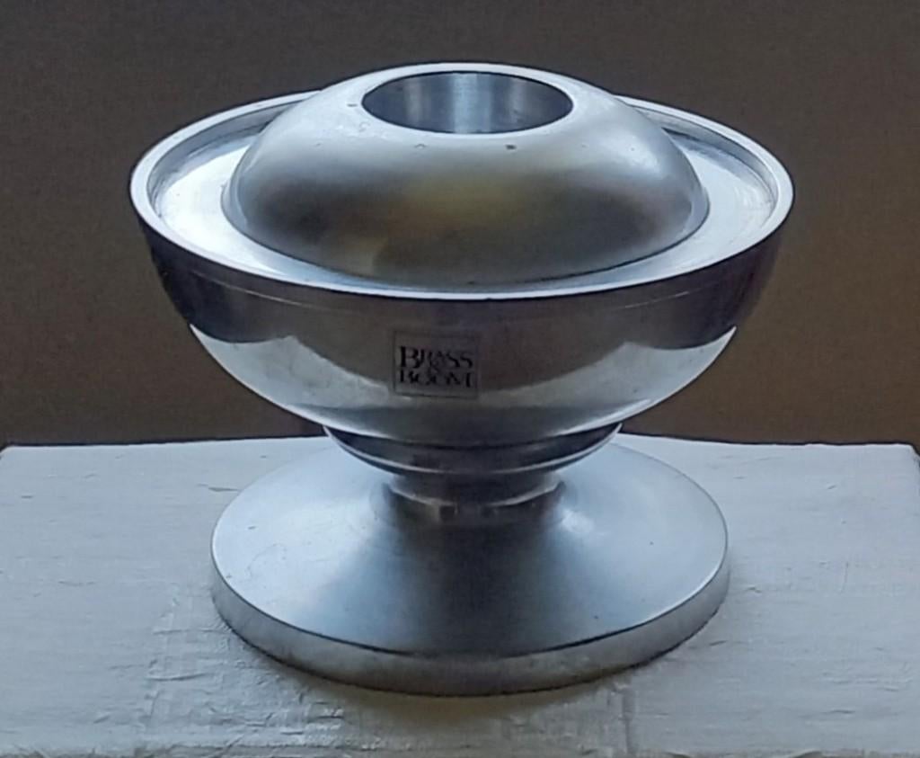 Aluminium  Brass & Boom' kandelaar en schaal, Huis en Inrichting, Woonaccessoires | Kandelaars en Kaarsen, Verzenden, Gebruikt