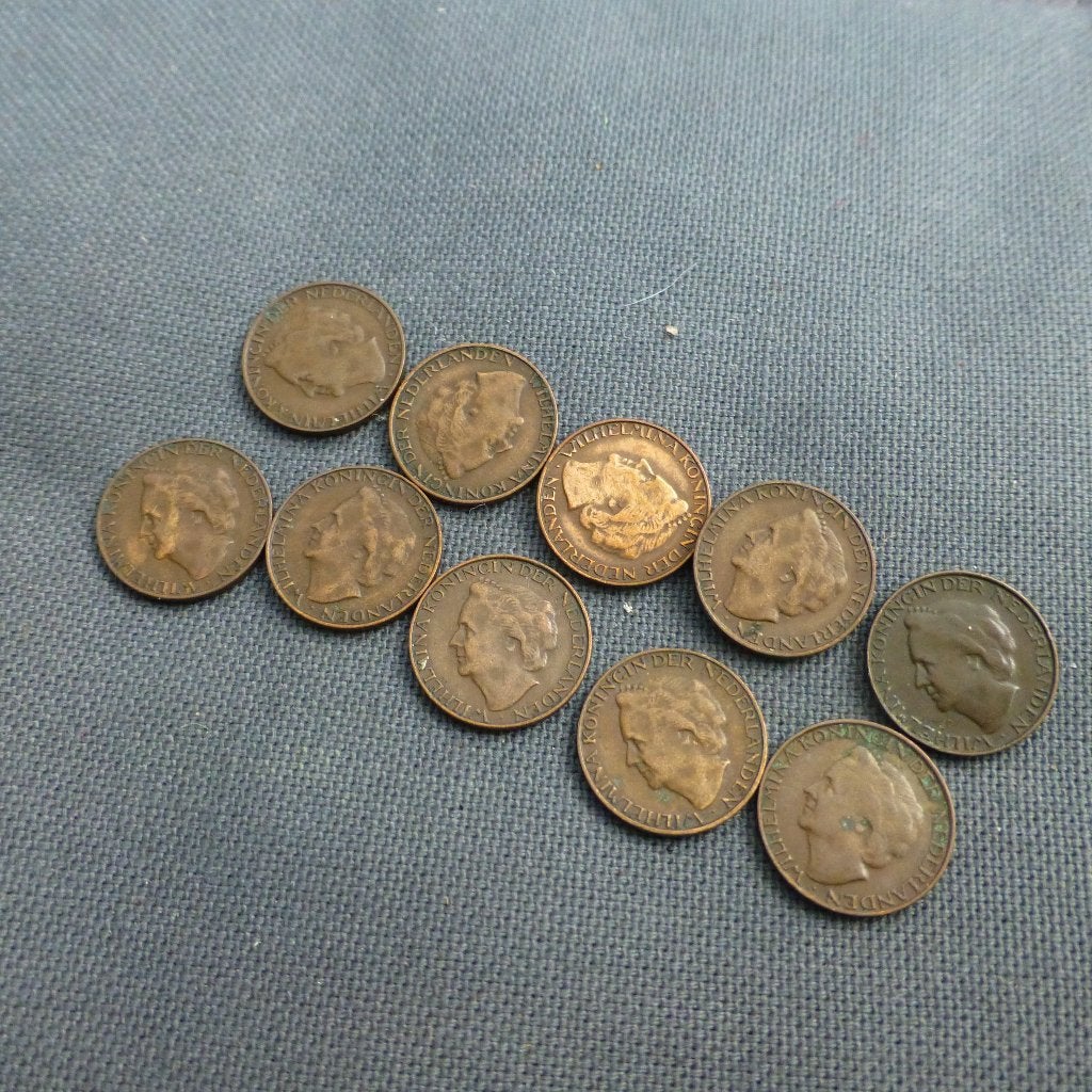 Centen van Wilhelmina 10 stuks uit 1948, Ophalen of Verzenden, Koningin Wilhelmina, 1 cent, Losse munt