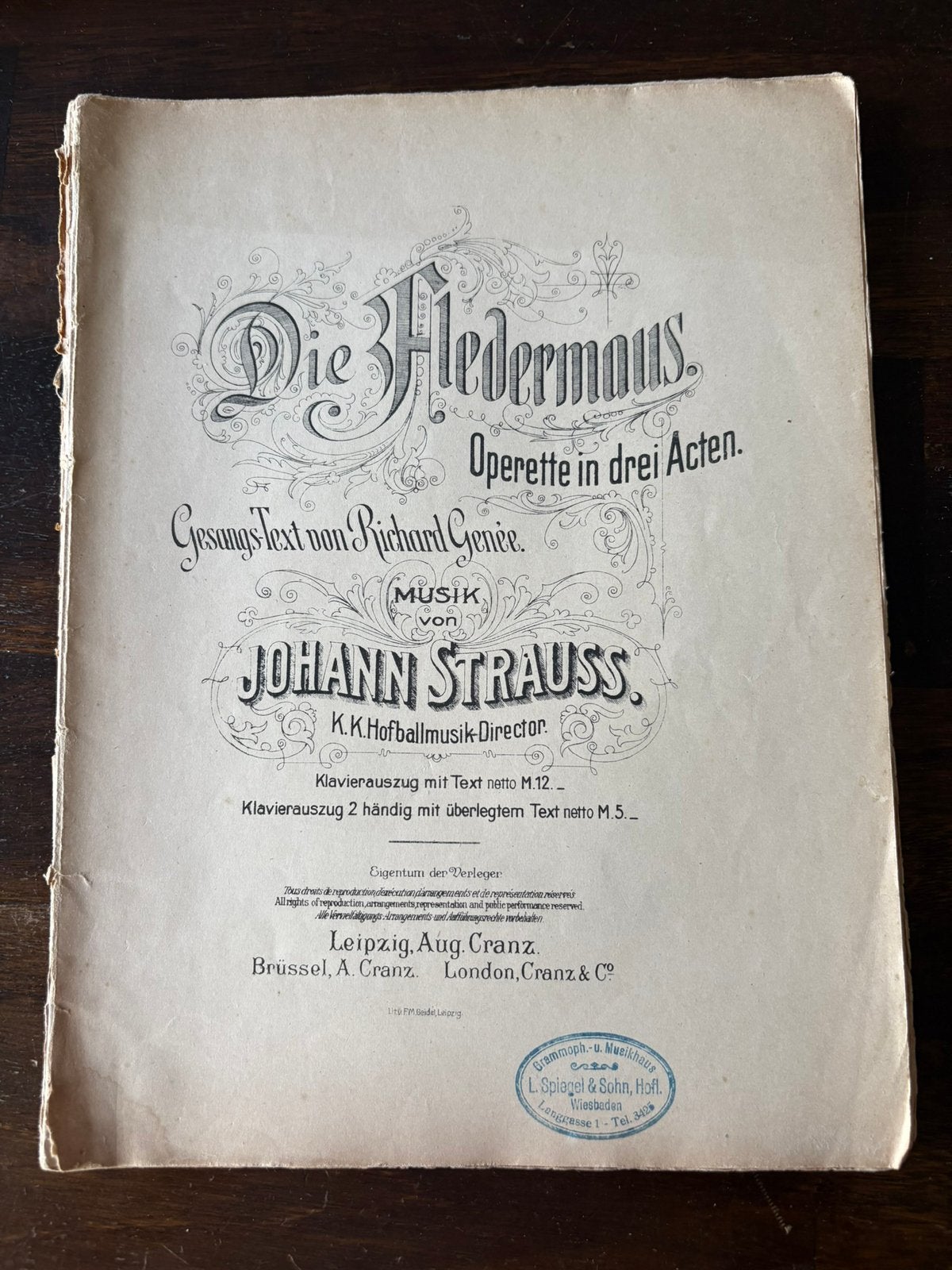 Bladmuziek Die Fledermaus van Johan Strauss voor piano, Muziek en Instrumenten, Bladmuziek, Klassiek, Ophalen of Verzenden, Zo goed als nieuw