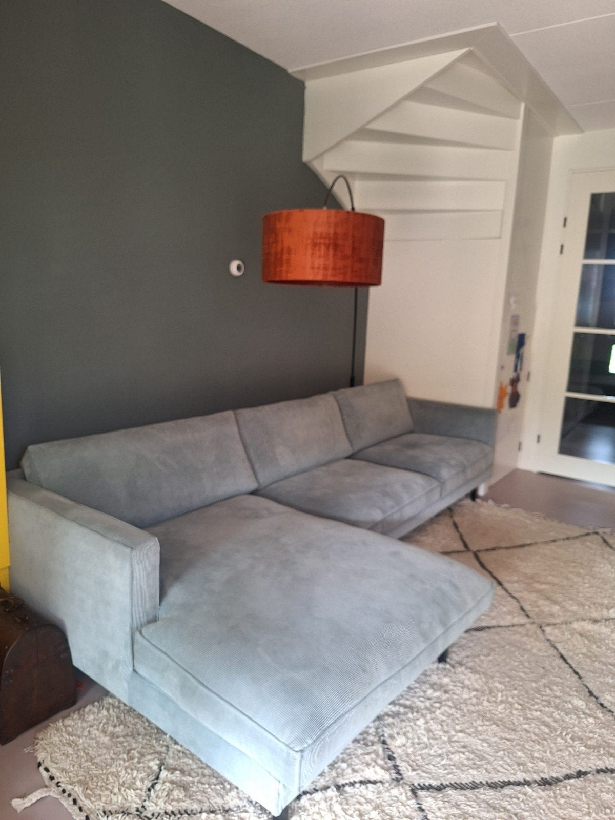 Ribstof bank met chaise longue, Ophalen, Gebruikt