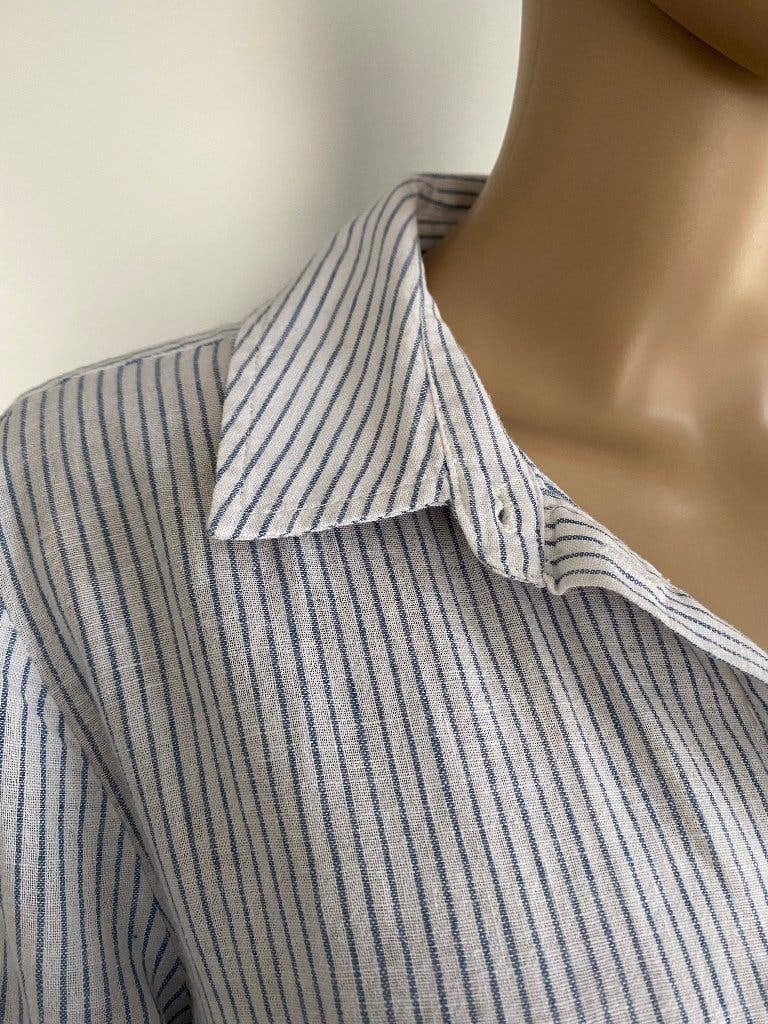 K258 Expresso mt. 38/40=M lange blouse kort jurkje wit/blauw, Maat 38/40 (M), Expresso, Wit, Ophalen of Verzenden