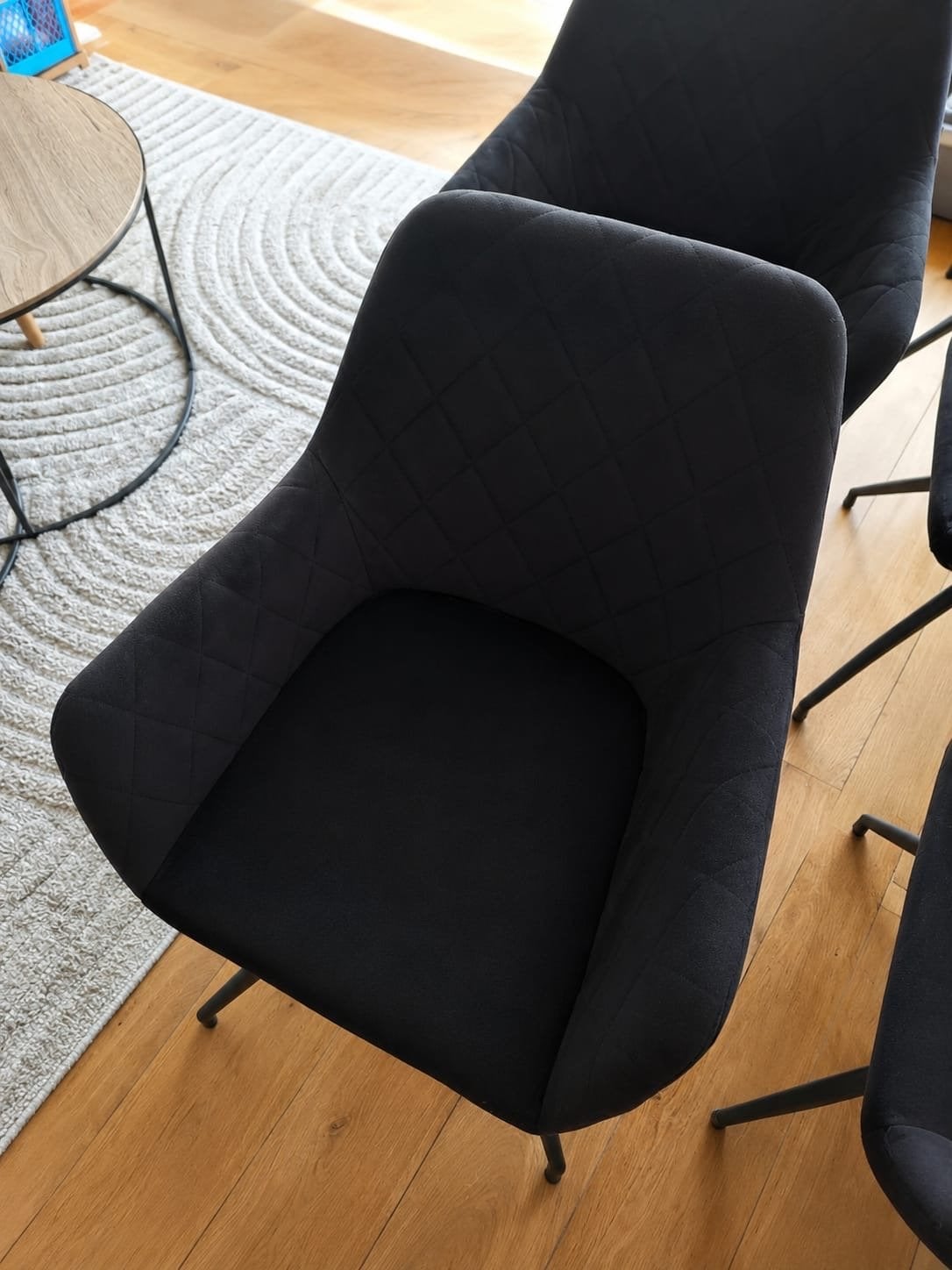 6x Zwartevelvet kuipstoelen met halve draai, Huis en Inrichting, Stoelen, Ophalen, Gebruikt, Zwart, Stof