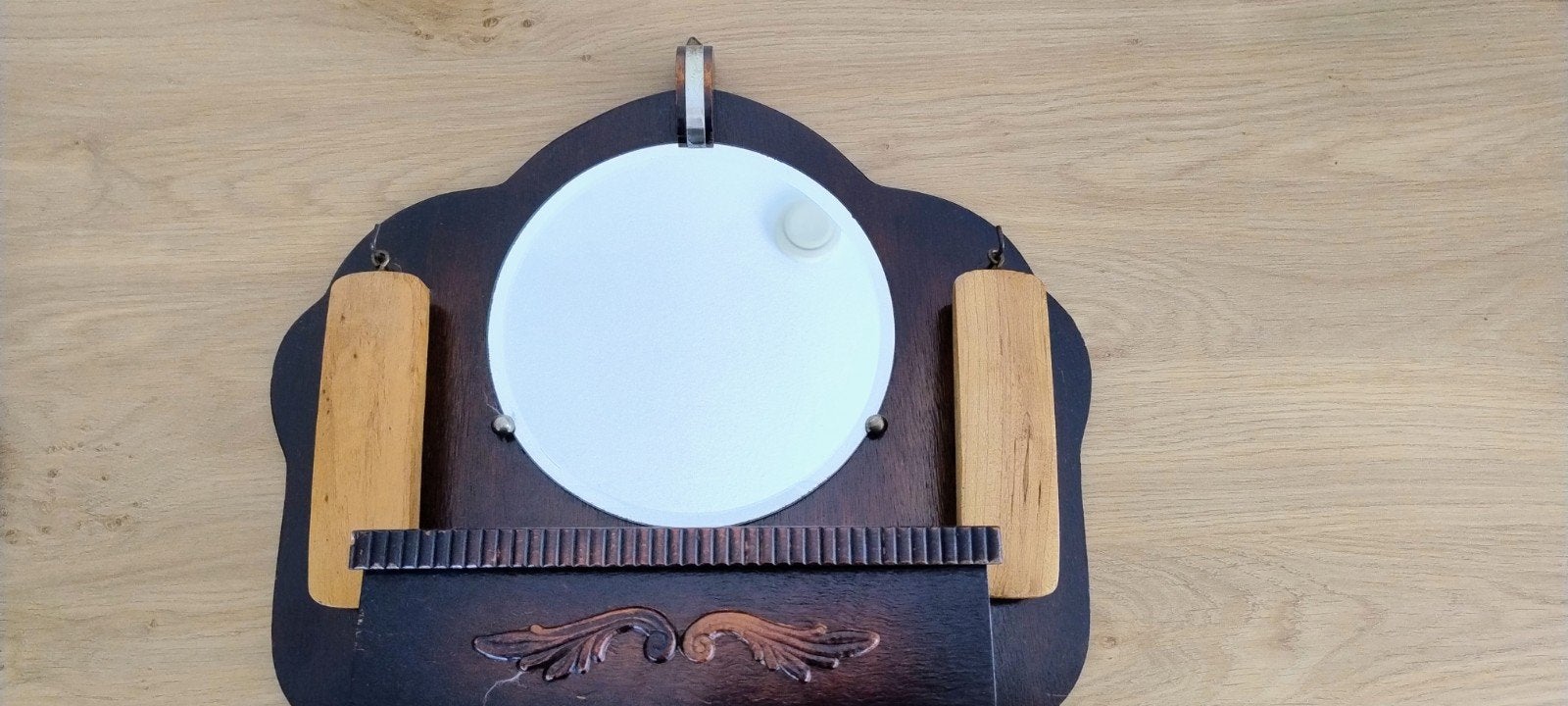 Oud kammen bakje met spiegel en kleding borstels, Antiek en Kunst, Ophalen, Rechthoekig, Minder dan 50 cm