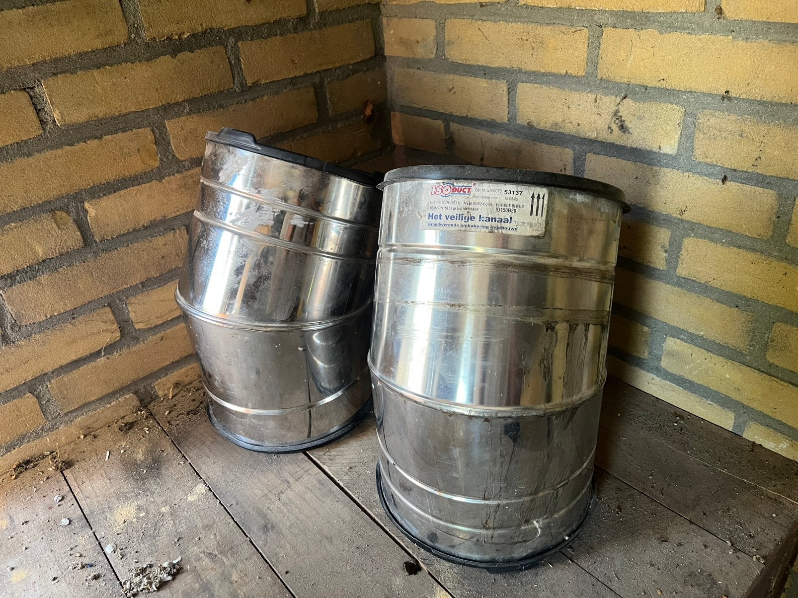 Isoduct 30 graden bochten, Ophalen of Verzenden, Zo goed als nieuw, Hout, Houtkachel