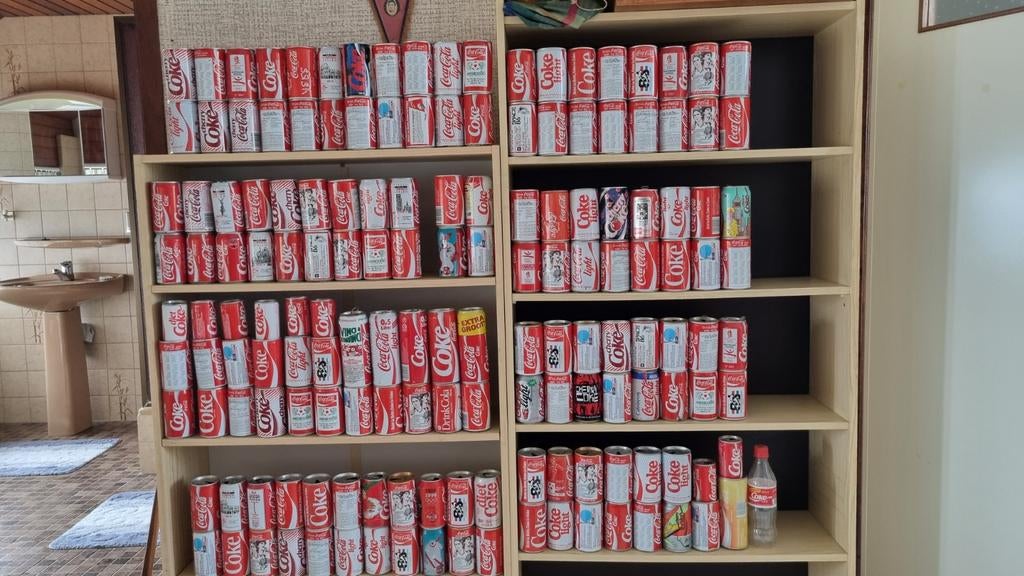 158 vintage Coca-Cola blikjes, Ophalen, Gebruikt, Gebruiksvoorwerp