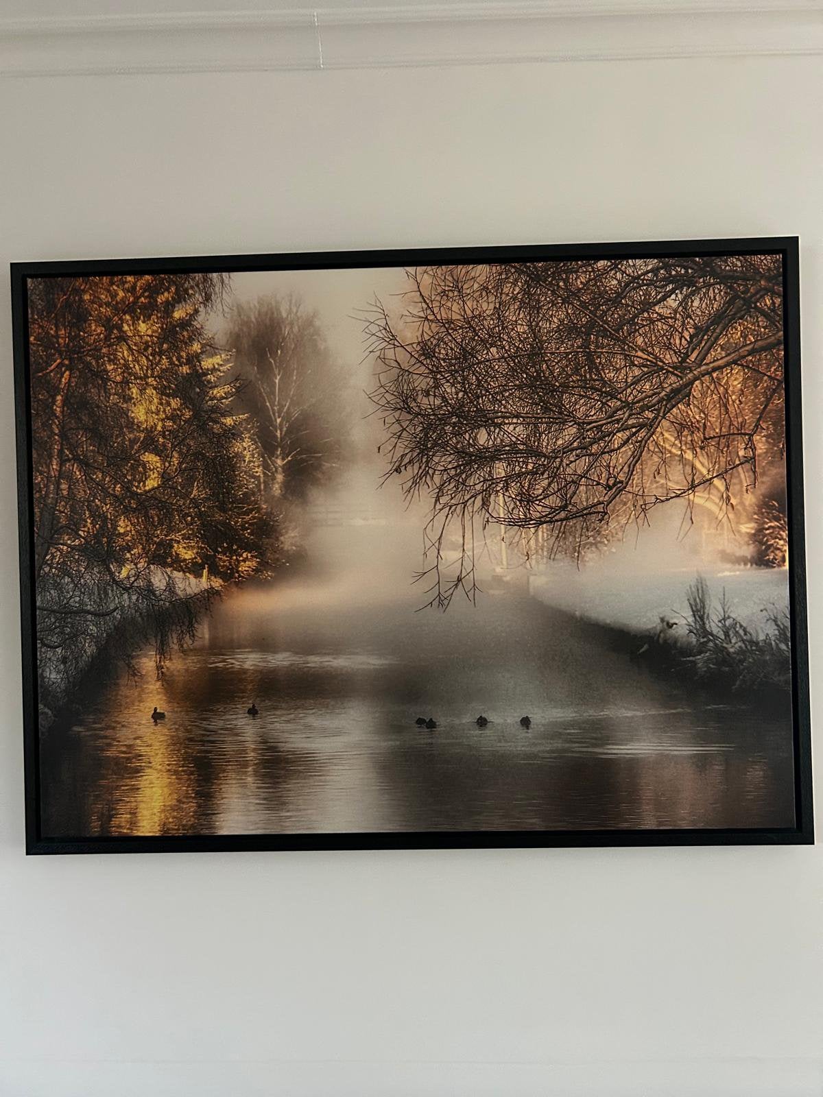 Prachtig schilderij. Zwarte lijst.Grootte 90x120 cm., Ophalen