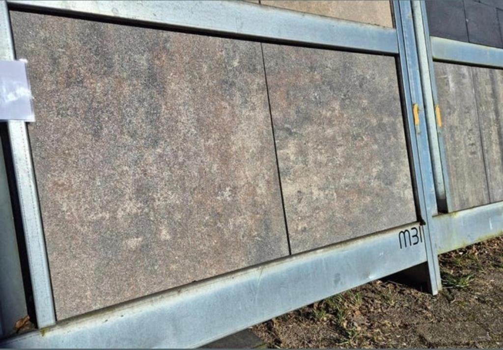 Genuanceerde terrastegels 60x60x4 OP=OP ACTIE! s-partij, Gecoat, Nieuw, Ophalen of Verzenden, 10 m² of meer