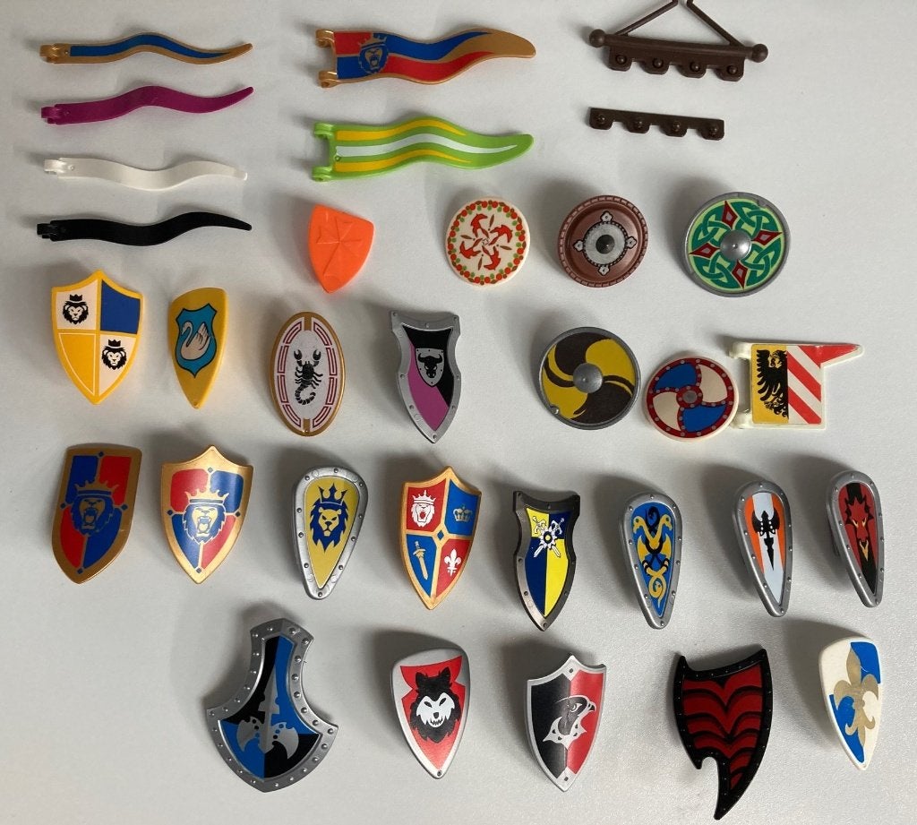playmobil, vlaggen  wimpels  schilden  vaandelhouder, Ophalen of Verzenden, Gebruikt, Los playmobil