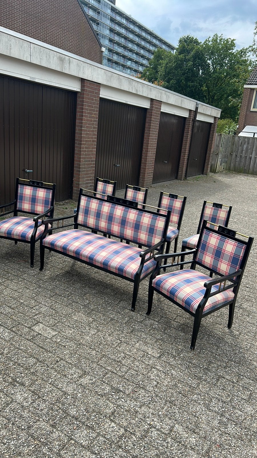 Eetkamerstoelen eetbank 7-delig klassiek kwaliteit, Ophalen, Zo goed als nieuw