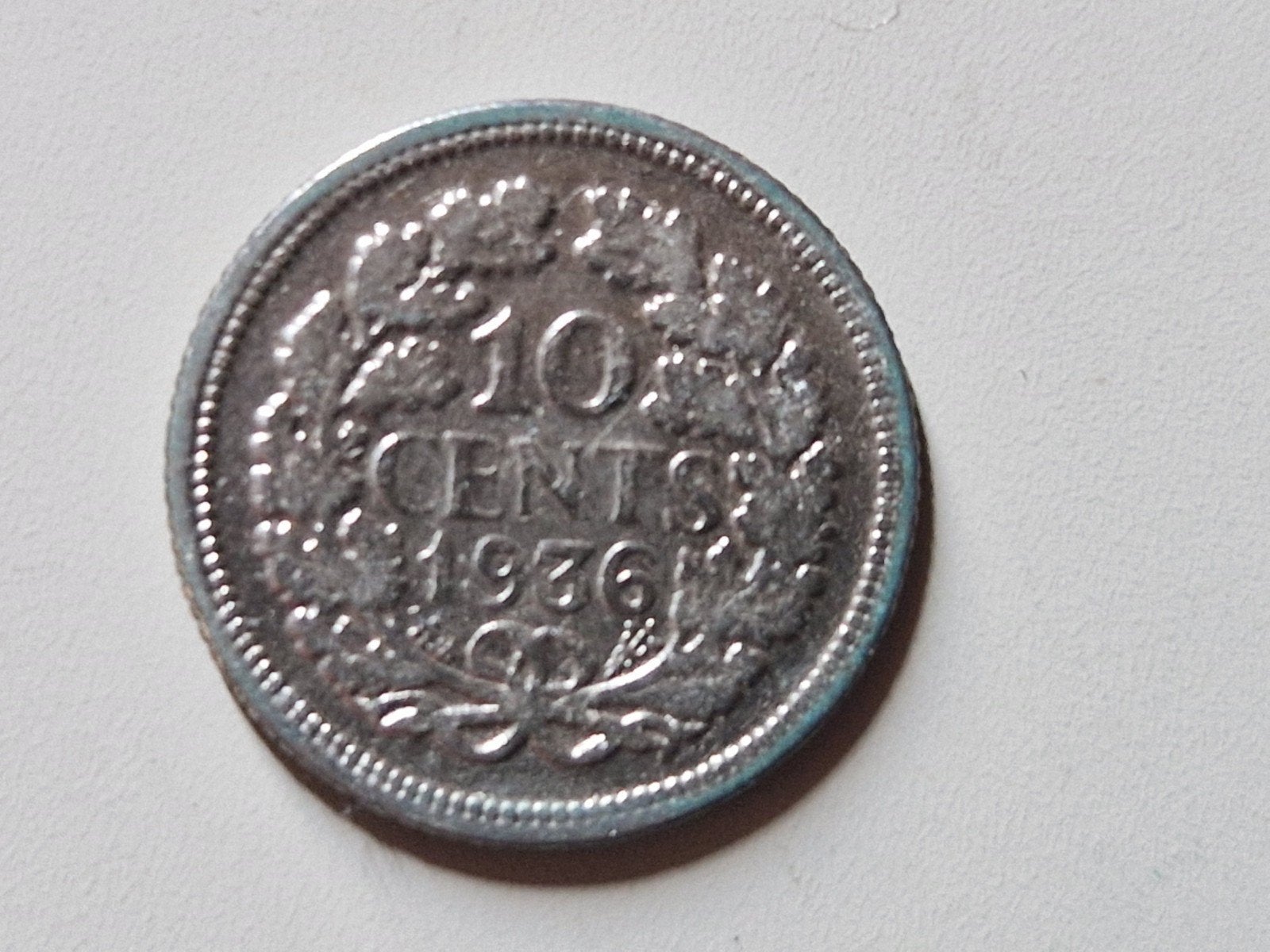 10 cent Nederland 1936, Postzegels en Munten, Munten | Nederland, Ophalen of Verzenden, Koningin Wilhelmina, 10 cent, Losse munt