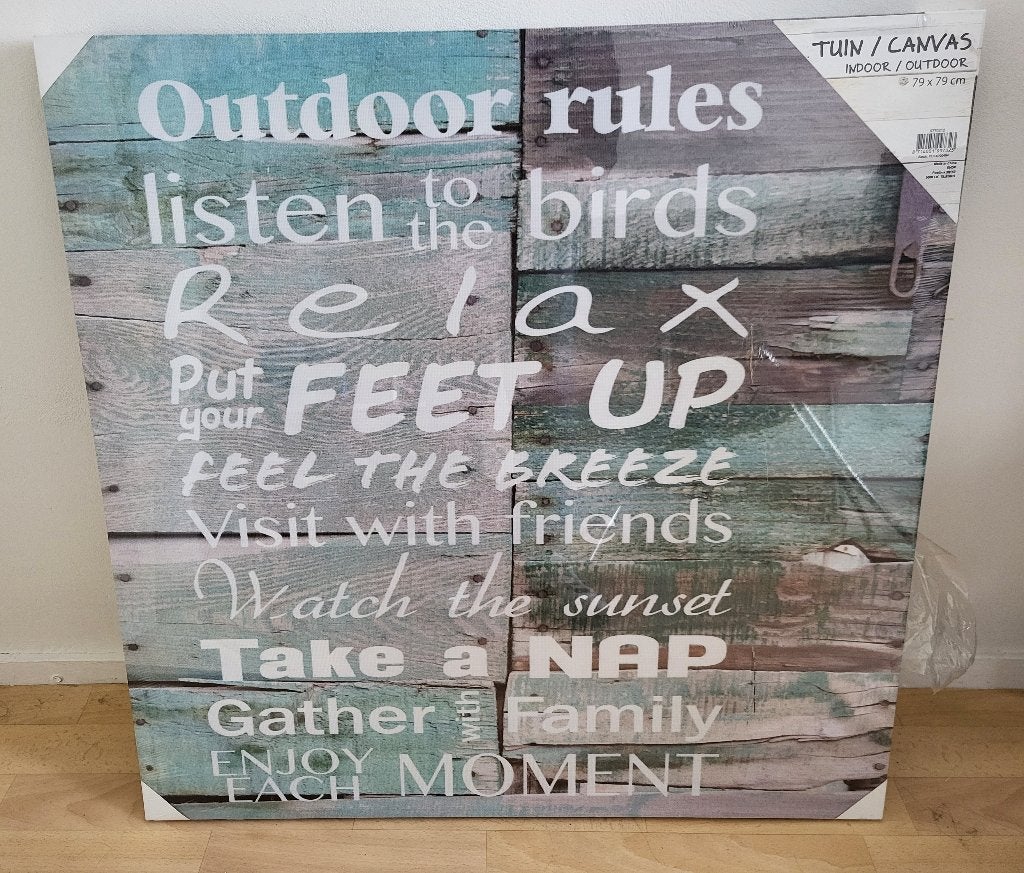 tuinwanddecoratie canvas schilderij 79 x 79 zie omschrijving, Tuin en Terras, Ophalen, Nieuw