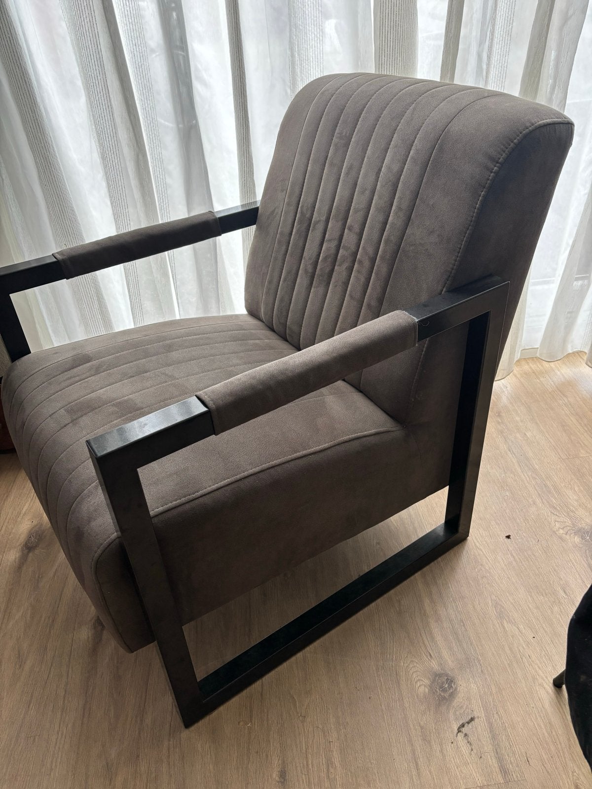 Stijlvolle Grijze Fauteuil - Comfortabel en Modern, Ophalen, Gebruikt, 75 tot 100 cm, Stof