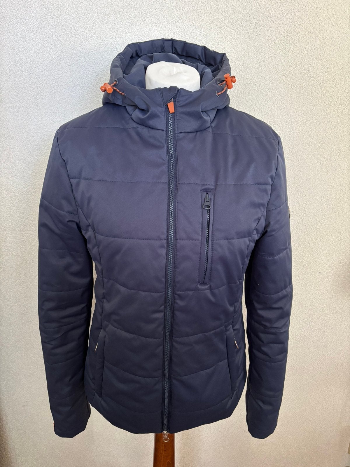 Quur donkerblauwe gewatteerde dames jas maat M, Dieren en Toebehoren, Blauw, Ritssluiting, Ophalen of Verzenden, Zo goed als nieuw