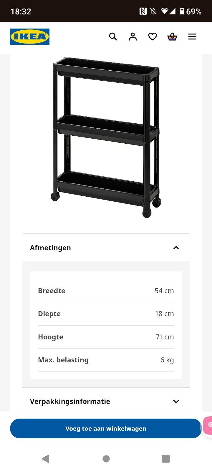 IKEA VESKEN kastje op wielen black, Huis en Inrichting, Ophalen, Gebruikt