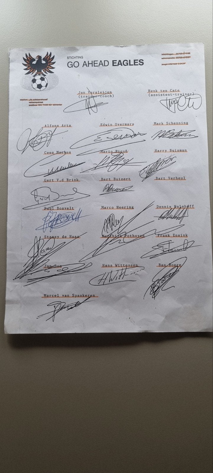 Go Ahead Eagles Handtekeningen, Ophalen of Verzenden, Zo goed als nieuw, Overige binnenlandse clubs, Overige typen