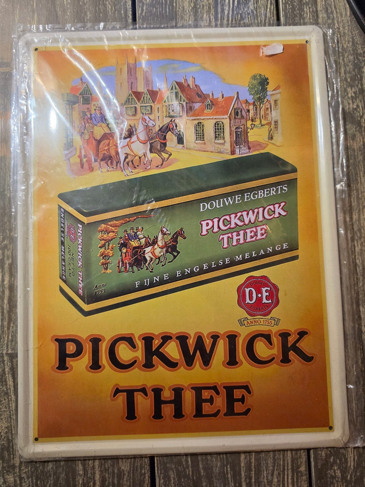 Vintage Pickwick Thee Reclamebord - Douwe Egberts GROOT, Verzamelen, Merken en Reclamevoorwerpen, Ophalen of Verzenden, Nieuw