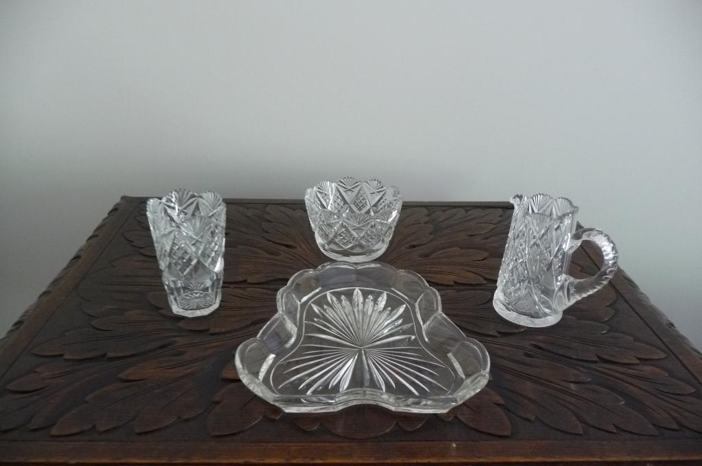 Suiker / melk stel van kristal met een dienblad, Antiek en Kunst, Ophalen of Verzenden