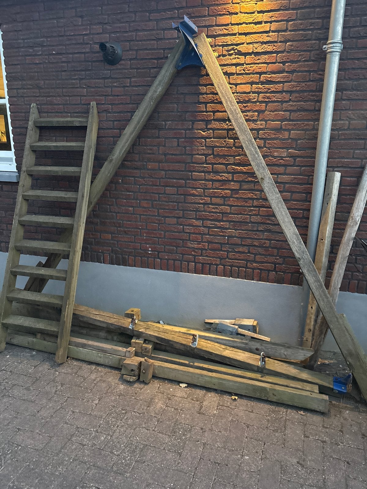 ladder  speeltoestel hout schommel steun,haken, Ophalen, Gebruikt