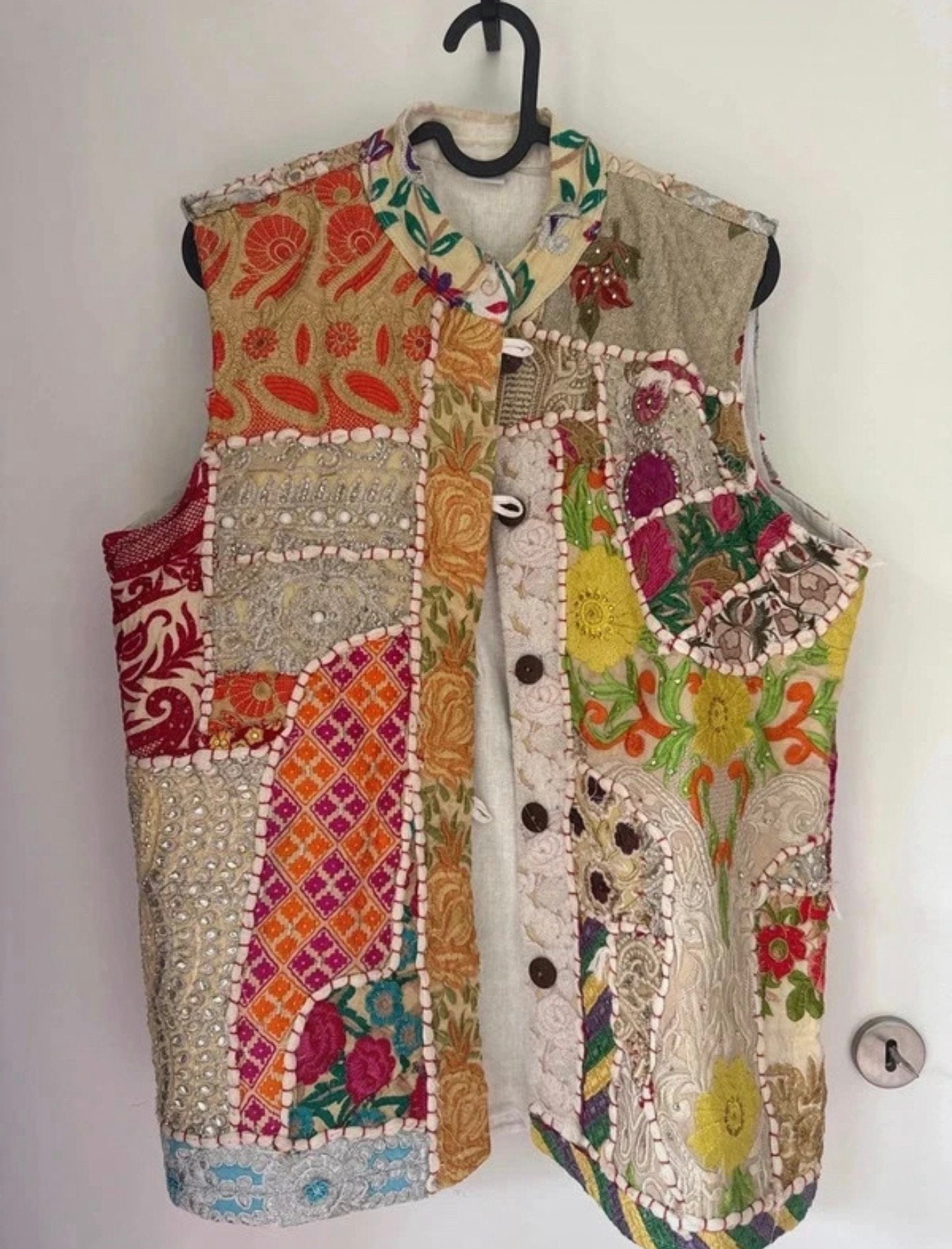 Mooi handgemaakt gilet, Verzenden, Zo goed als nieuw, Maat 42/44 (L), Meerkleurig