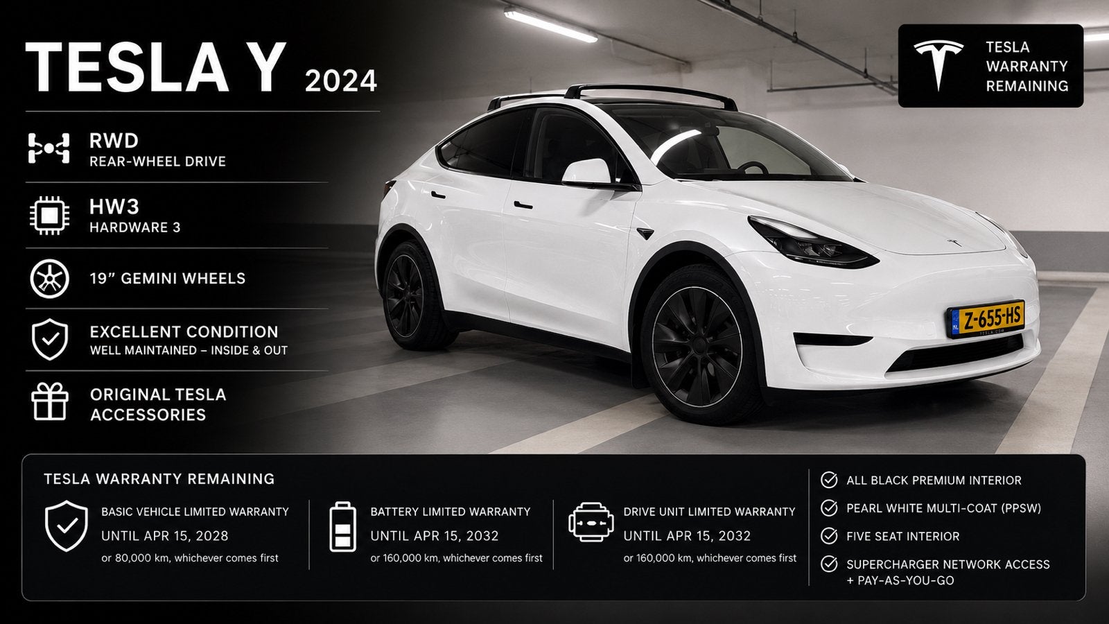 Tesla Model Y RWD 58 kWh | Apr 2024 | 44,900 km | 1st Owner, Auto's, Tesla, Automaat, 375 min, Elektrisch, 1892 kg