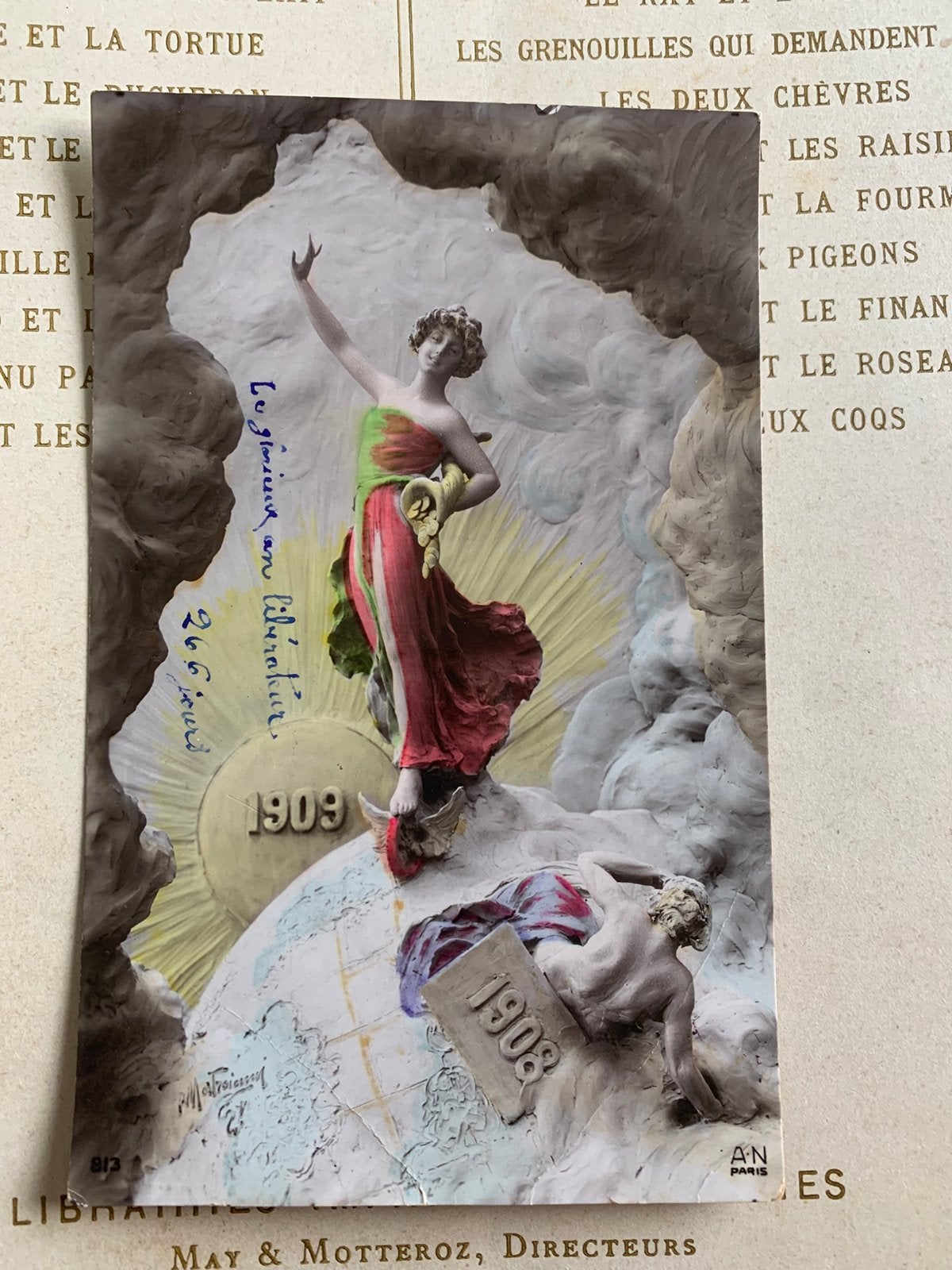29-12-1908 Nieuwjaar jaartallen 1908 en 1909 (VF), Ophalen of Verzenden, Voor 1920, Gelopen, Feest(dag)