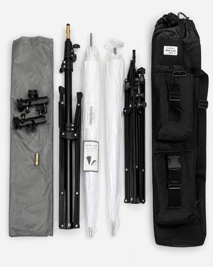 Complete fotografie flitsset-statieven - 2 x paraplu + tas, Ophalen, Overige typen, Zo goed als nieuw, Overige merken