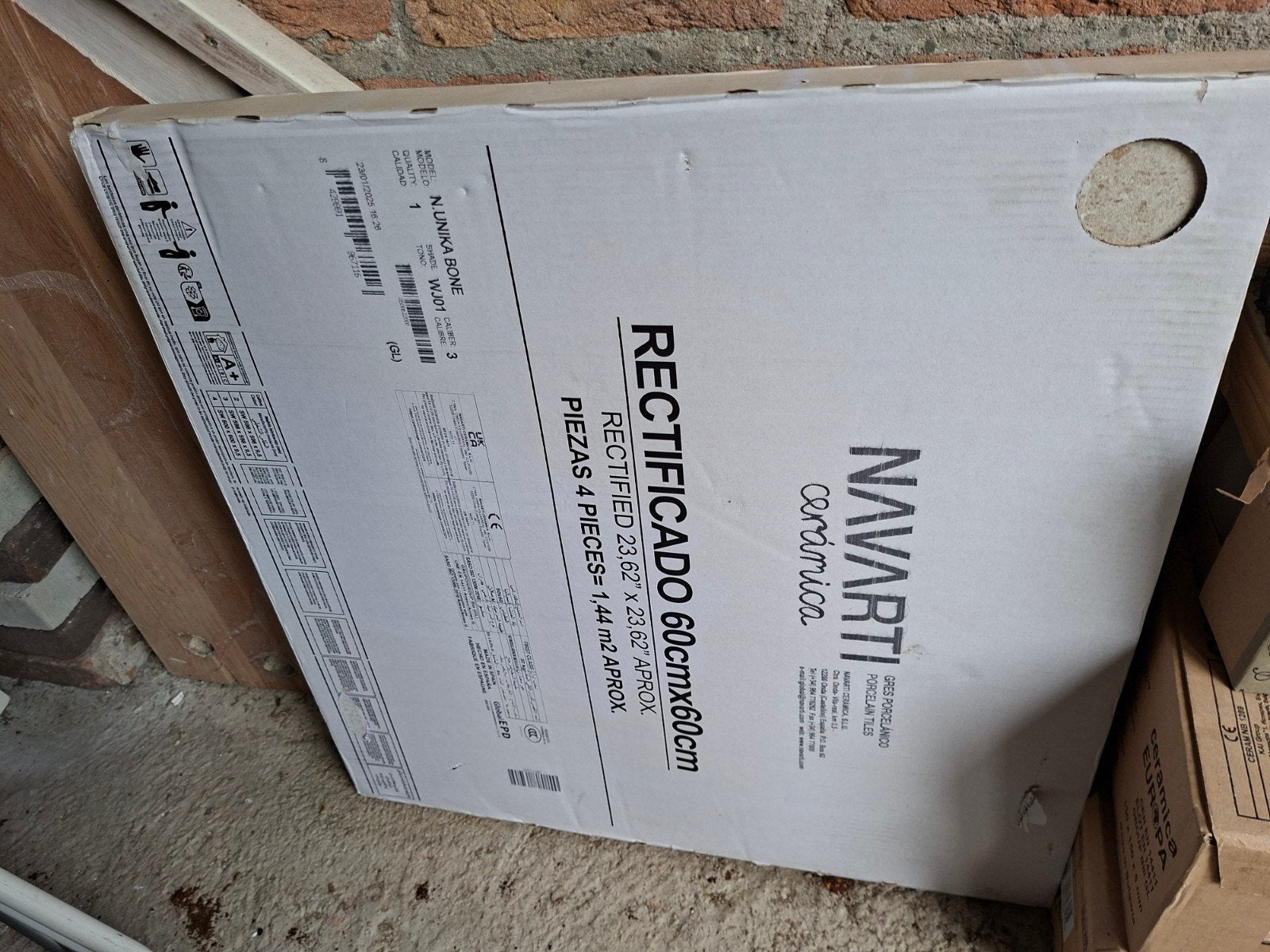 Wand/vloertegel 60x60 Unika Bone  - 4 tegels, Doe-het-zelf en Verbouw, Tegels, Ophalen, 60 cm of meer, Nieuw, Minder dan 5 m²
