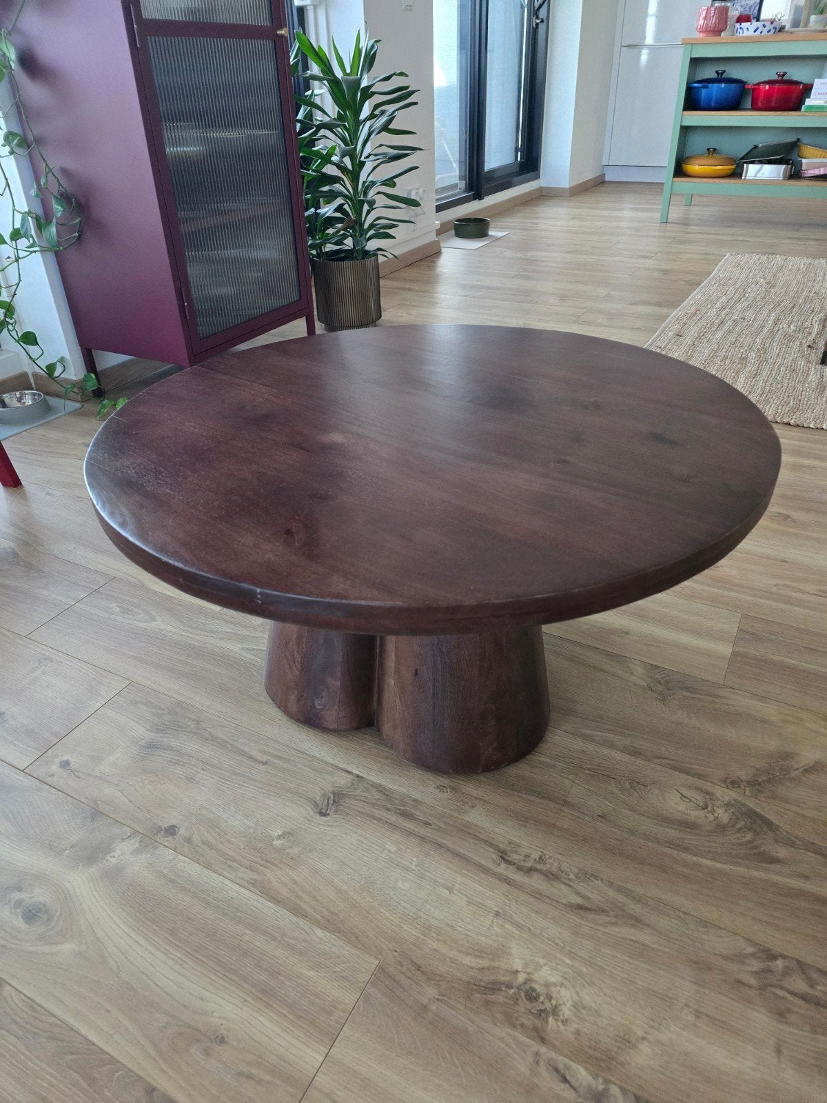 Japandi salontafel walnoot, Ophalen, Japandi, 50 tot 100 cm, Rond