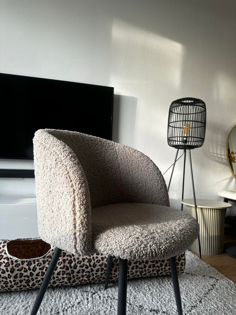 Comfortabele Teddy Bouclé Stoel - Zo goed als nieuw, Huis en Inrichting, Stoelen, Ophalen, Overige kleuren, Zo goed als nieuw