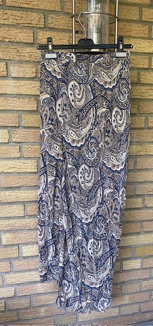 Mos Mosch lange rok in blauw beige tinten met paisley motief, MOS MOSH, Nieuw, Maat 36 (S), Onder de knie