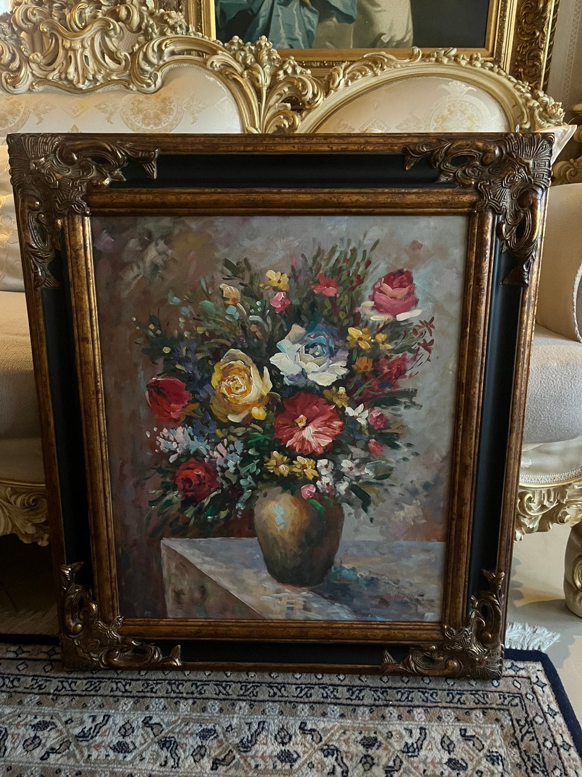 Prachtige groot olieverf bloemen stilleven schilderij, Ophalen