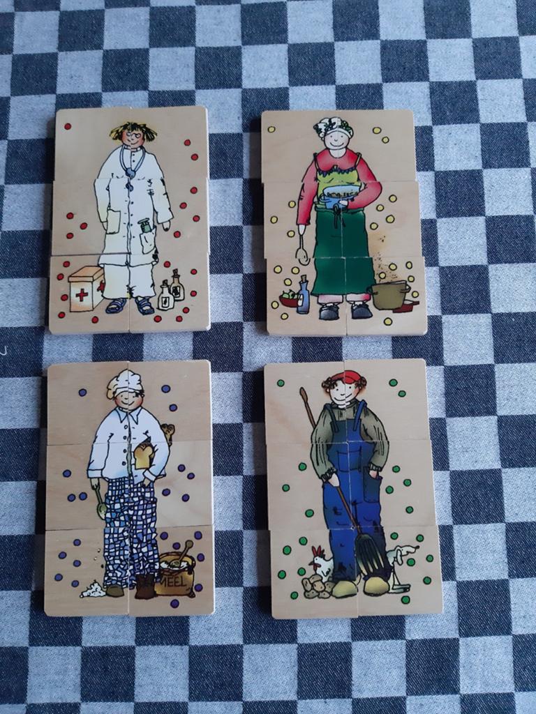 Houten spellen Janbibejan, beroepen puzzel en memorie dieren, Ophalen of Verzenden, Zo goed als nieuw