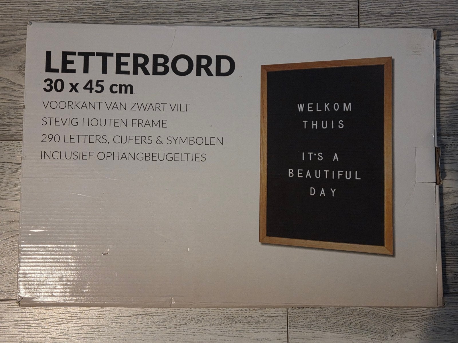 Zwart letterbord 30x45 cm met 290 letters, cijfers & symbole, Met ophangmogelijkheid, Nieuw, Ophalen of Verzenden, Letters en cijfers