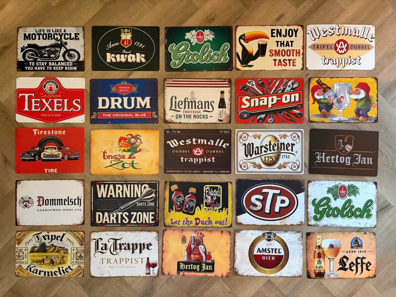 Mooie retro vintage metalen reclame wandbordjes mancave bar, Verzamelen, Ophalen of Verzenden, Zo goed als nieuw, Reclamebord