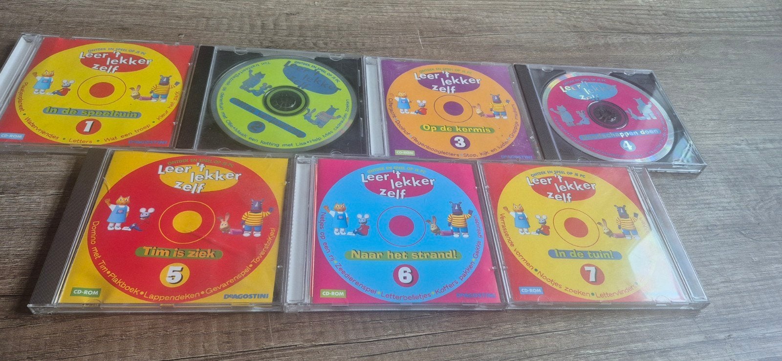 Leer 't Lekker Zelf CD-ROMs - Complete Set van 7 Delen, Puzzel en Educatief, 1 speler, Eén computer, Ophalen of Verzenden