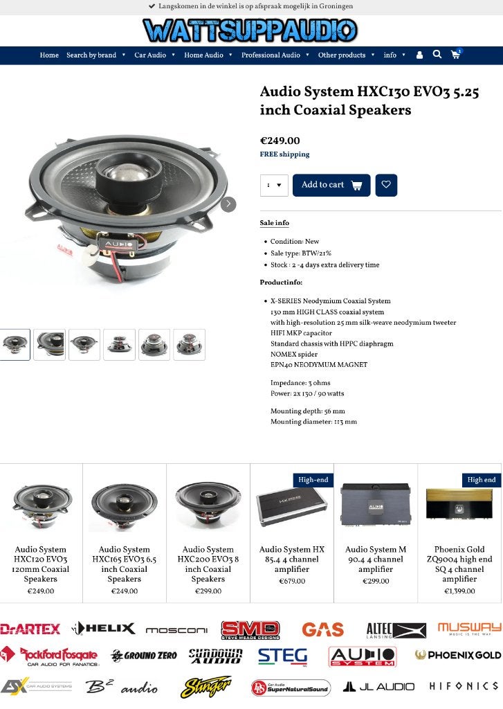 Audio System HXC130 EVO3 5.25 inch Coaxial Speakers, Info@optimount.nl, Nieuw, Ophalen of Verzenden, Anholtseweg 48A 7091 HB DINXPERLO