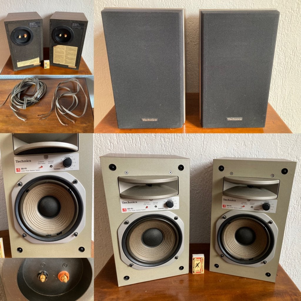Vintage Technics SB-R1 houtnerf speakers met tweeter knop, Overige merken, Stereo speakers, Inclusief kabels, Ophalen of Verzenden