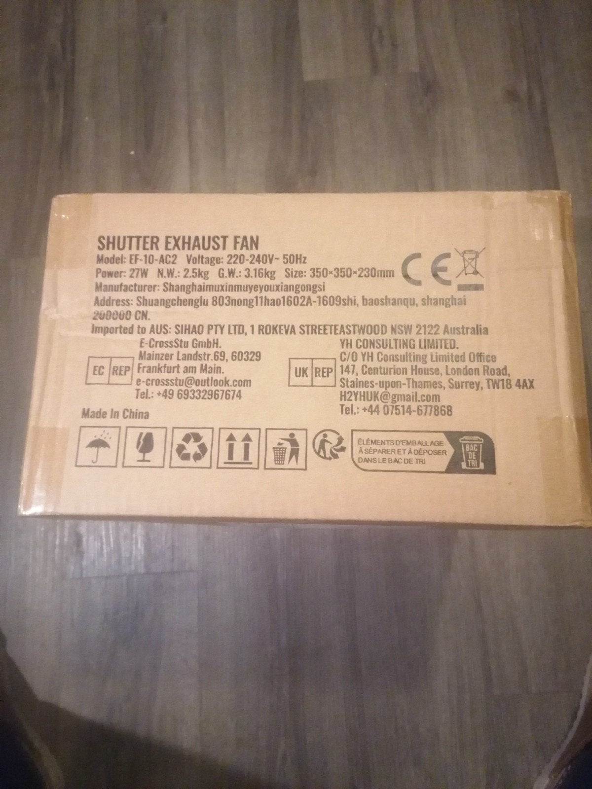 Vevor Shutter Afzuigventilator EF-10-AC2 - Nieuw in doos, Ophalen of Verzenden, Nieuw, Overige
