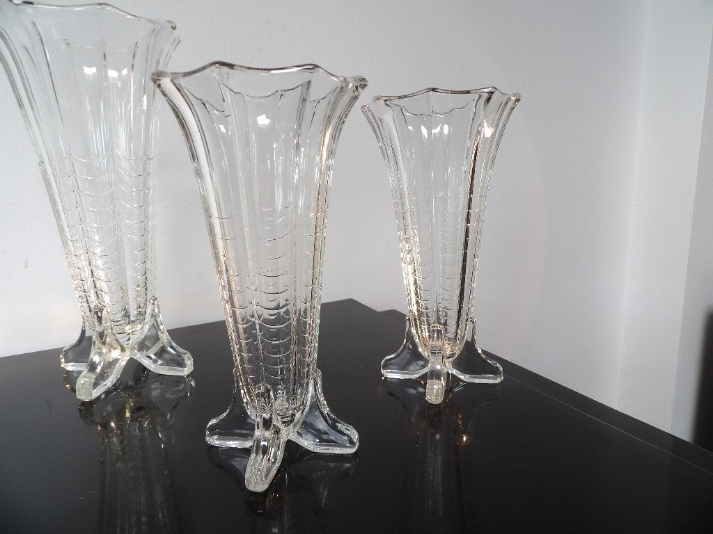 Art Deco Vazen set Val St Lambert Montesquieu 1935, Ophalen of Verzenden