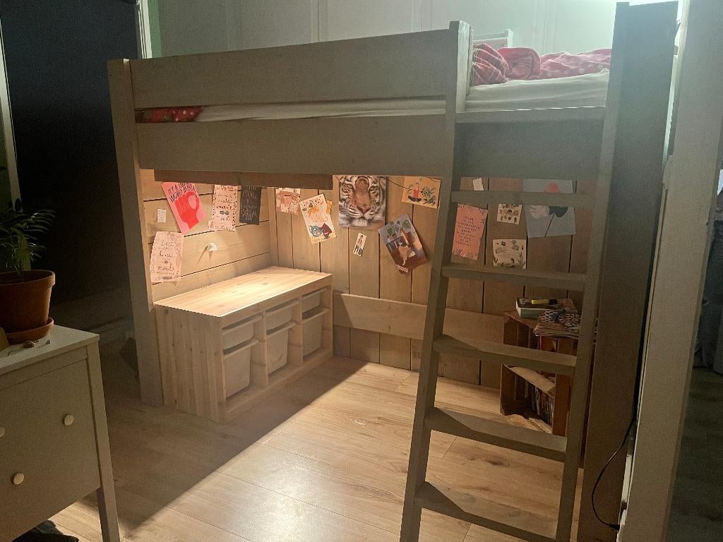 Steigerhout hoogslaper | 95x212cm | incl. ladder, Ophalen, Gebruikt, Hoogslaper, Eenpersoons